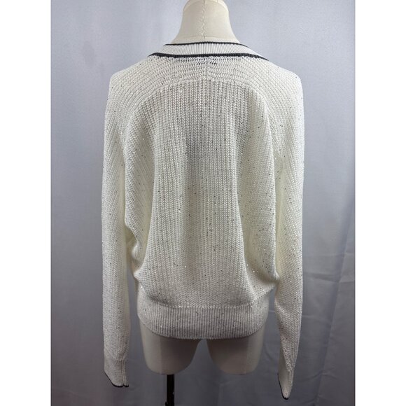 Brand New Women’s Brunello Cucinelli XS Cream Sweater with Silver Sparkles - Picture 5 of 8